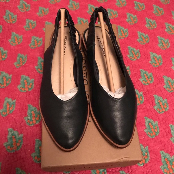 Navy leather sling back’s used with box. - Picture 7 of 8